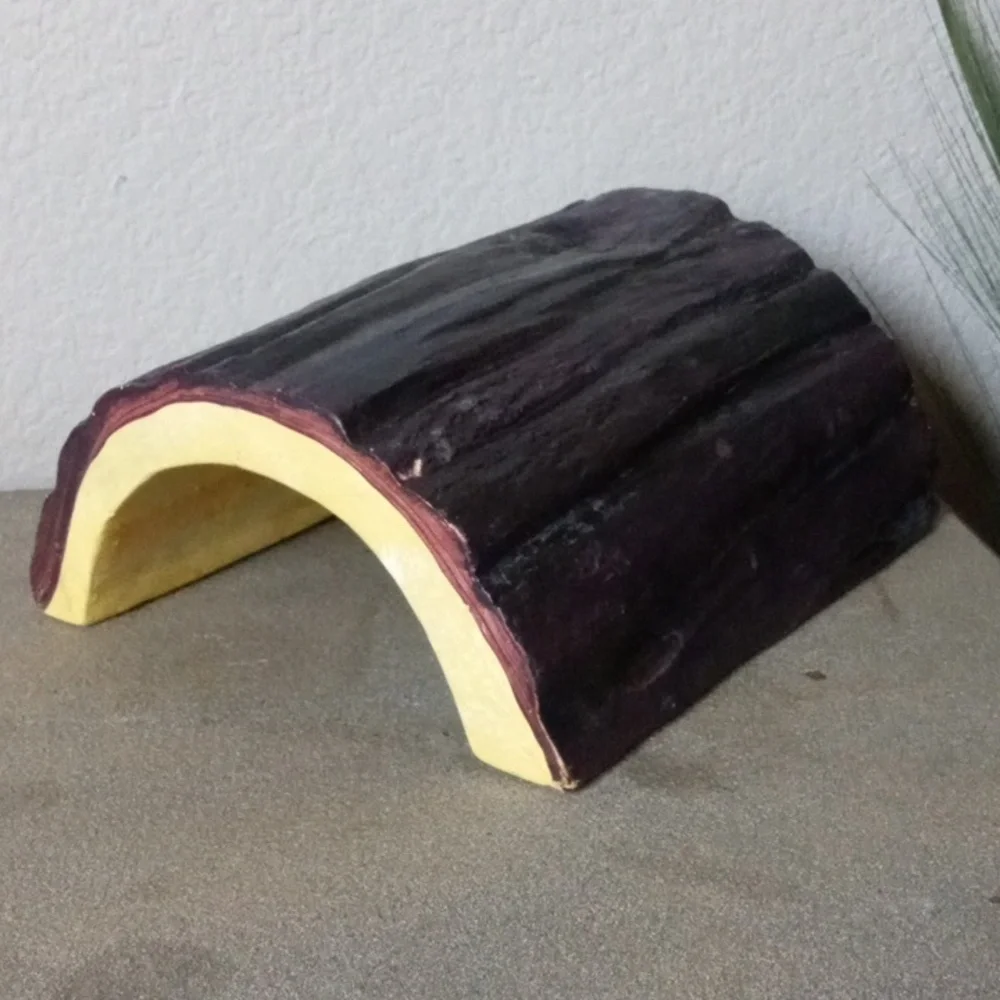 Ceramic Reptile Faux 1/2 Log Hide Shelter House